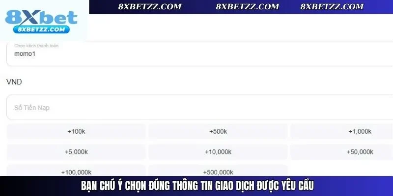 Bạn chú ý chọn đúng thông tin giao dịch được yêu cầu