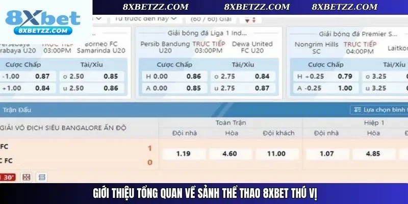 Giới thiệu tổng quan về sảnh thể thao 8xbet thú vị